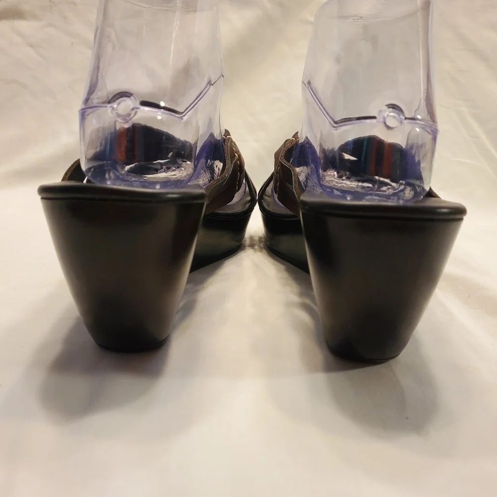 Donald J Pliner Cathe Womens Bronze And Black Strap Platform Wedge Sandal SZ 9M - Picture 4 of 6